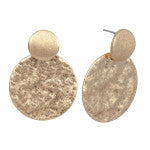 Hammered Drop Earrings - Gold