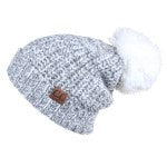 CC Light Grey Snow Ball Beanie