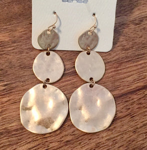 Gold Hammered Drop Earrings