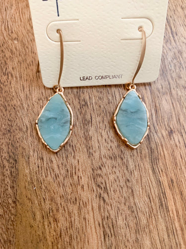 Blue Marbled Teardrop Earrings