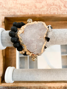 Natural Stone Pendant Stack Bracelet