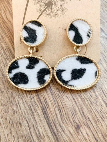 Black & White Cow Print  Earrings