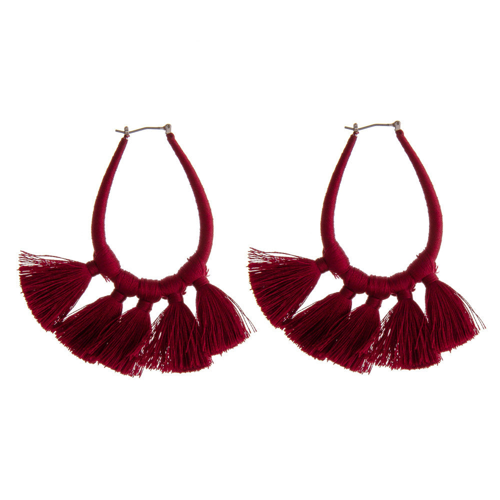 Deep Red Tassel Earrings