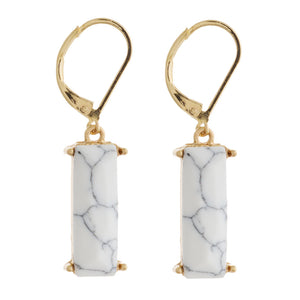 White Marbled Drop Earrings