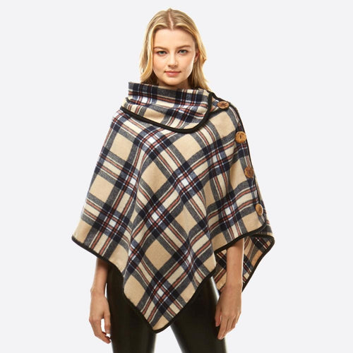 Tan Plaid Poncho