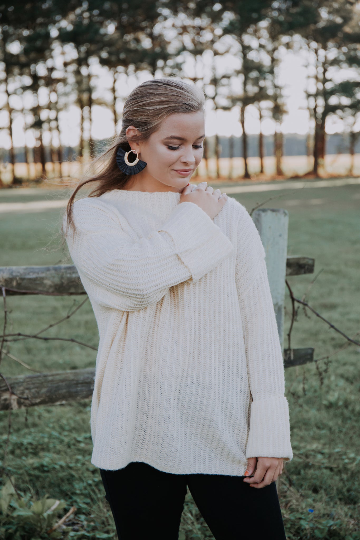 Cream bell sleeve on sale sweater