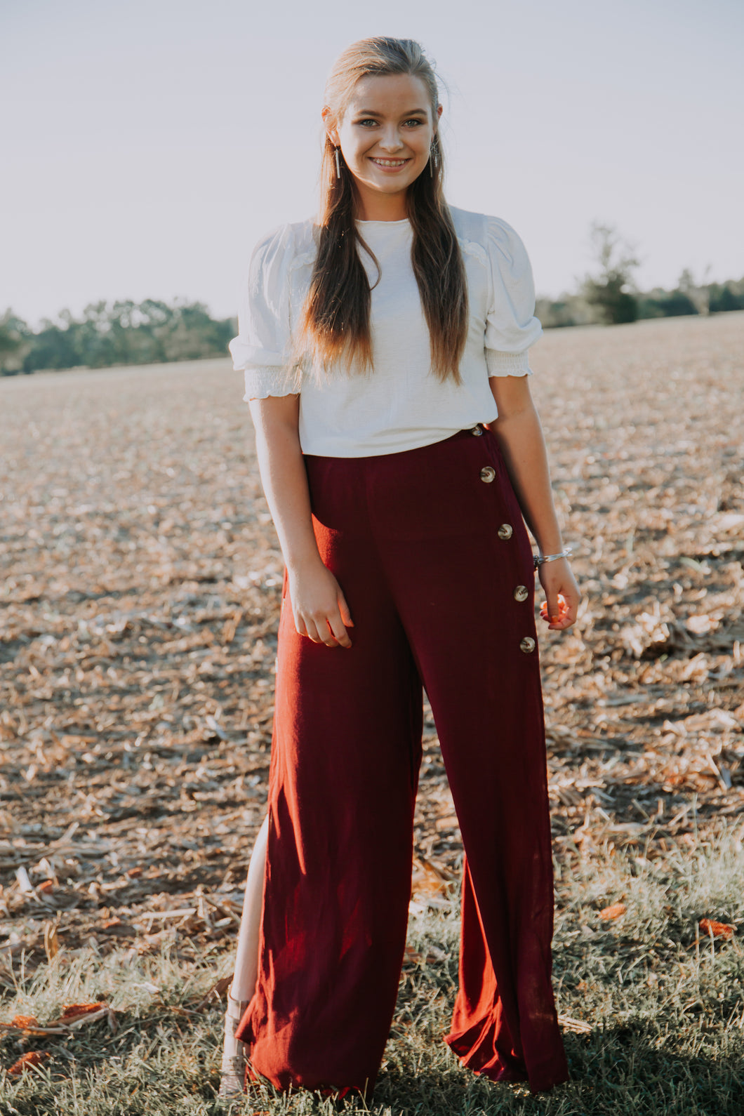 Side Slit Maroon Pant