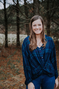 Green and Blue Plaid Blouse
