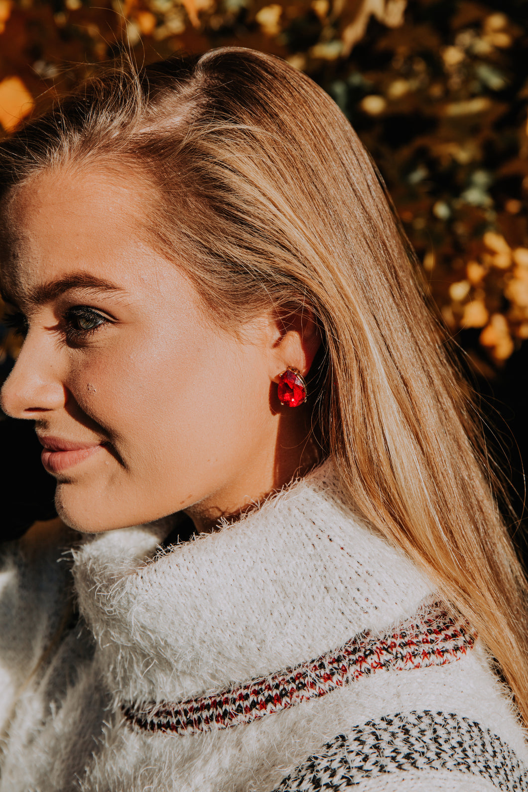 Ruby Red Teardrop Earrings