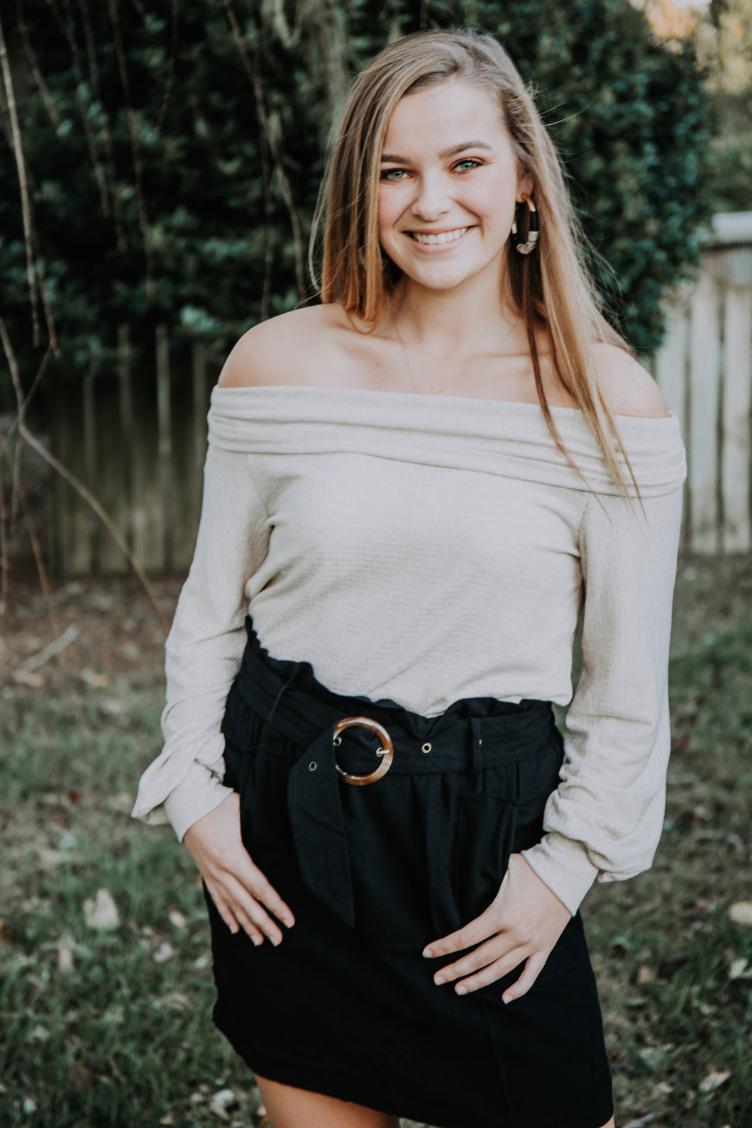 Black Skirt with Pockets and Belt