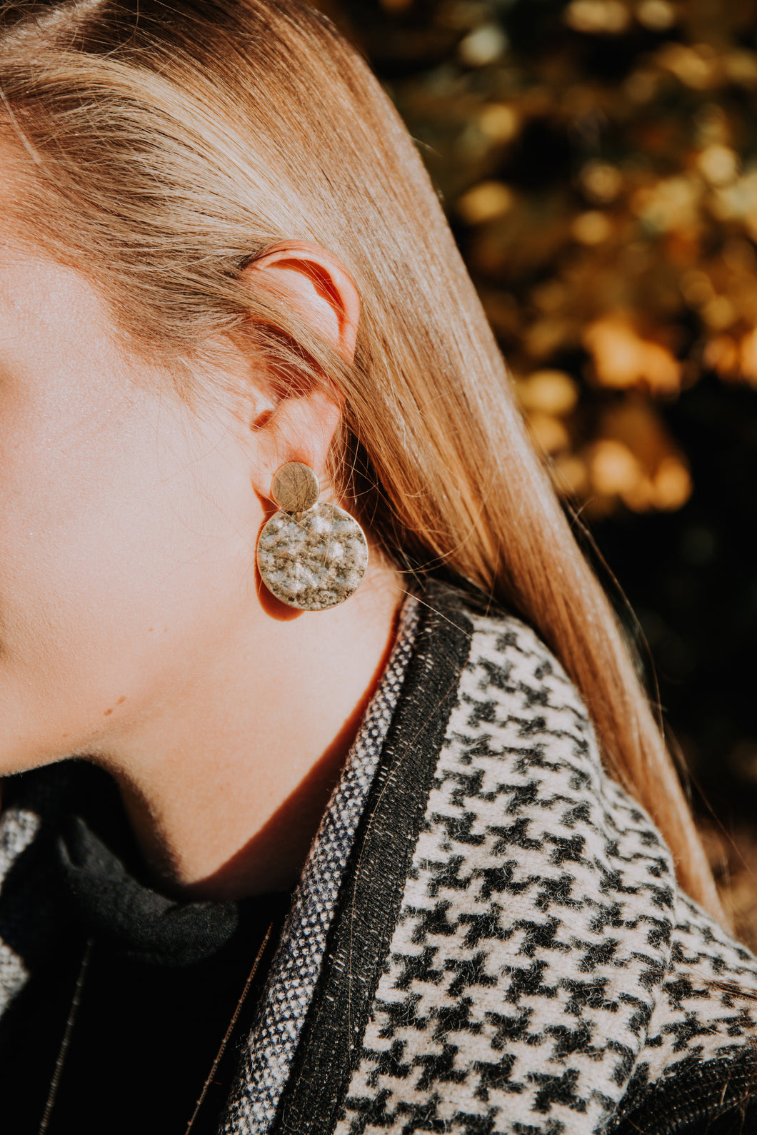 Hammered Drop Earrings - Gold