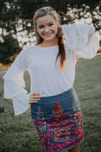 Blue Embroidered Skirt