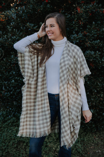 Coffee & Creme Gingham Shawl