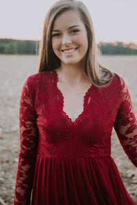 "Forever Yours" Burgundy Lace Dress
