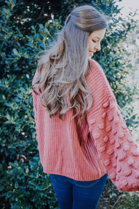 Braided Balloon Sleeve Sweater - Berry