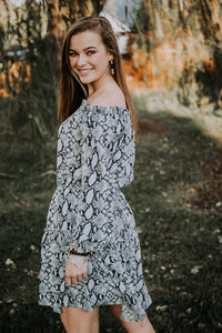 Snakeskin Off the Shoulder Dress