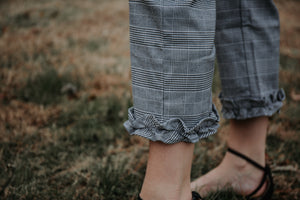 Black & White Frill Cropped Pants