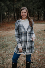 Black & Cream Plaid Button Up Sweater